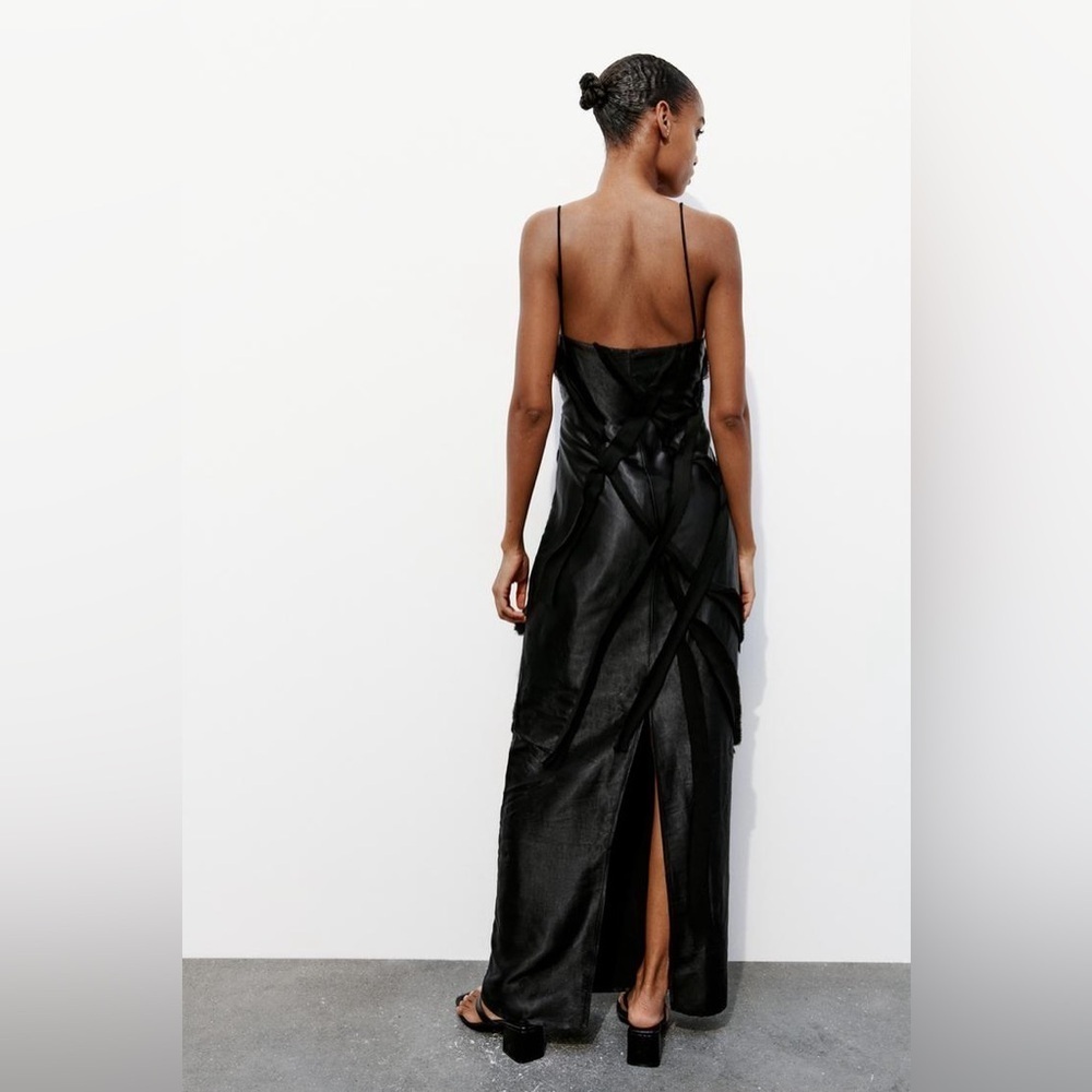 New Zara Leaf satin effect dress. Luxury blogger’s fav. XS 🔥✨✨✨ - Picture 6 of 9